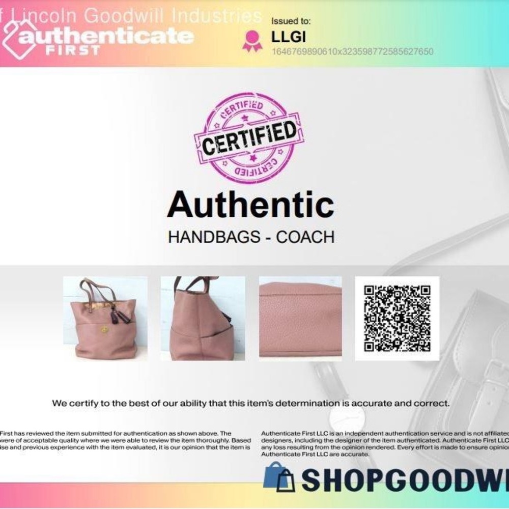 Coach Legacy Pebbled Leather Turnlock Tote Mauve Gold Hardware Tassel w/ COA. - Picture 7 of 7